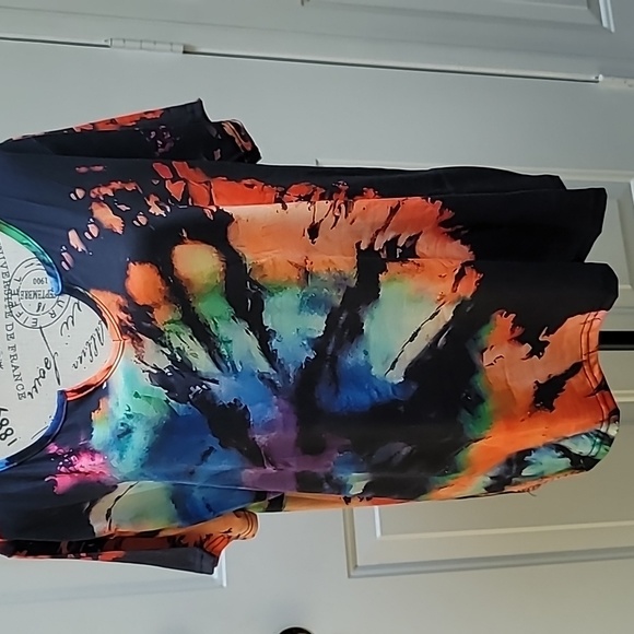 #3 Notched V Neck Tie Dye T Shirt - Picture 1 of 14